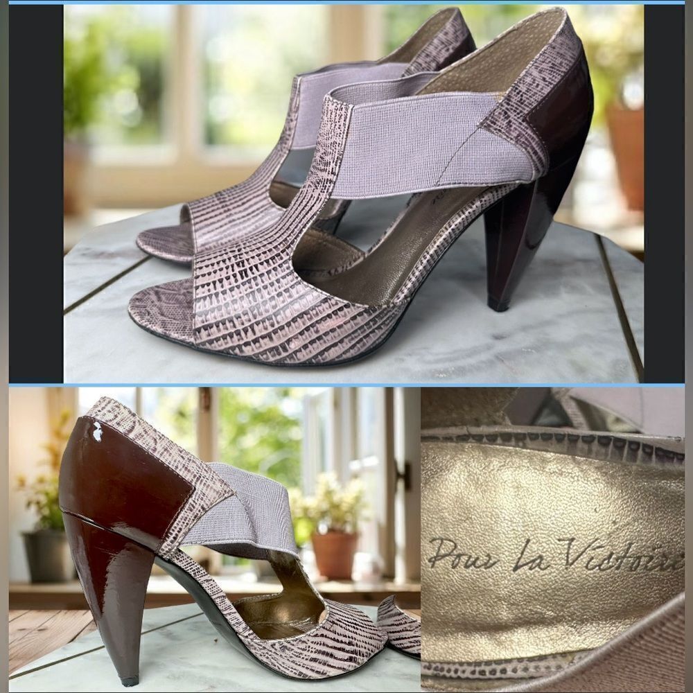 🔥 Pour La Victoire Leather Sandals Heels Size 6.5